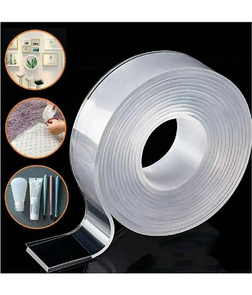 Double sided Nano Strong Grip Waterproof Traceless Removable Washable Adhesive Reusable Tape- 3m