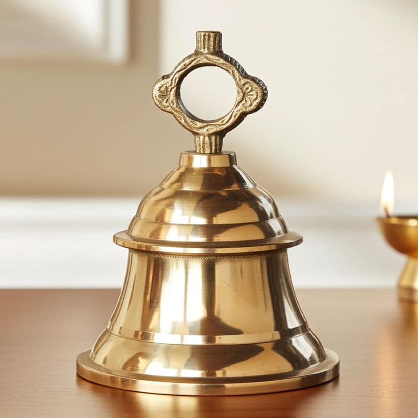 Brass Hanging Temple Pooja Bell, Ghanta, Height : 7 Inch (ZMAS223 D)