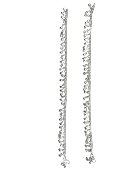 Silver Anklets with Bells and Colorful Accents view 2