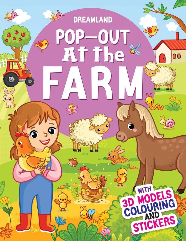 Pop-Out at the Farm- With 3D Models Colouring and Stickers [Paperback] Dreamland Publications