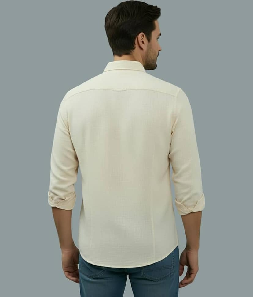 UNI VIBE Cotton Blend Slim Fit Full Sleeves Men's Formal Shirt - Beige ( Pack of 1 ) view 2