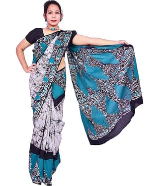PINKCITY TRADE WORLD Cotton Printed Saree With Unstitched Blouse Piece ( Green )