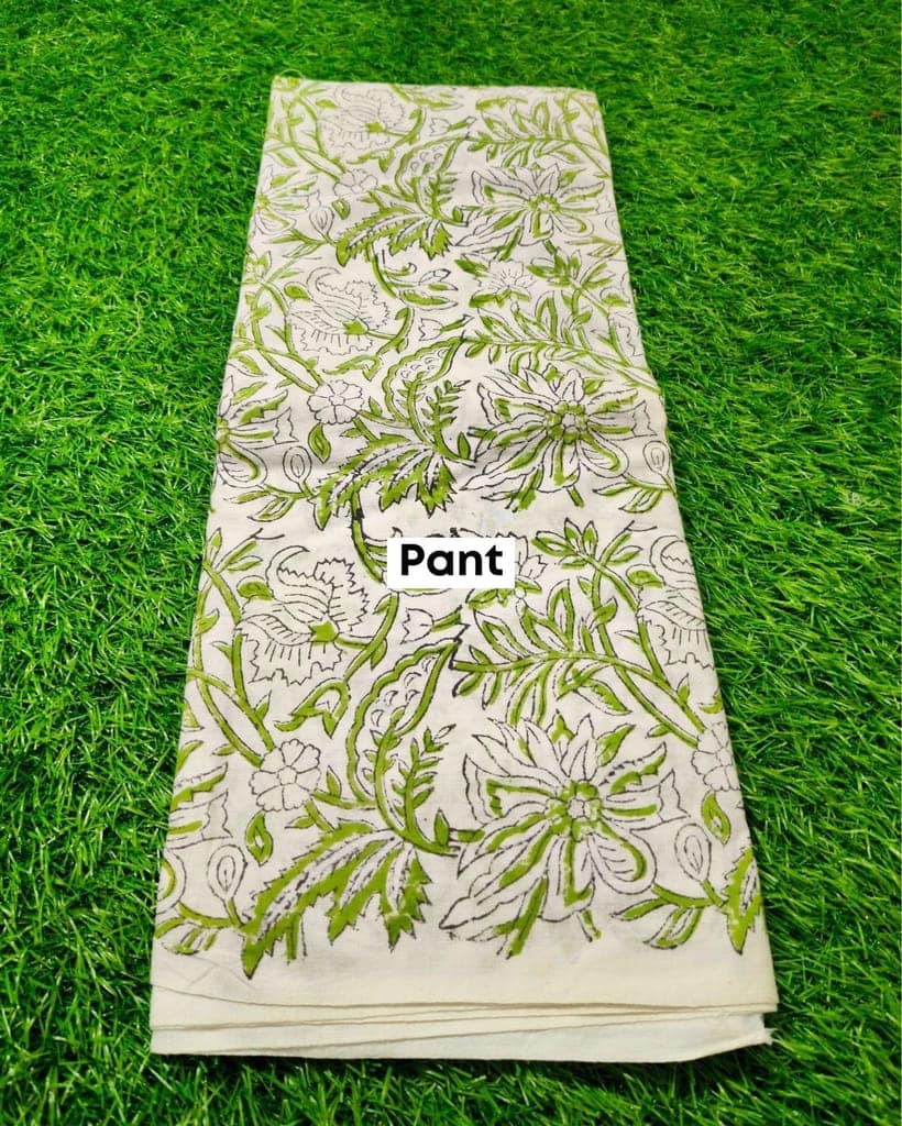Linen Suit Set Off White Color with Cotton Bottom, Linen Top and Dupatta Handblock Printed-6132 view 4
