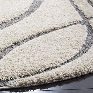 GALLERY HOME Silky Smooth Anti-Skid Shaggy Round Carpet with 2 inch Thickness (6 x 6 Round, Ivory K4) view 2