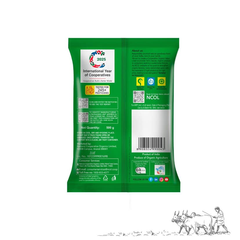 Bharat Organics Unpolished Moong Whole - 500g view 2