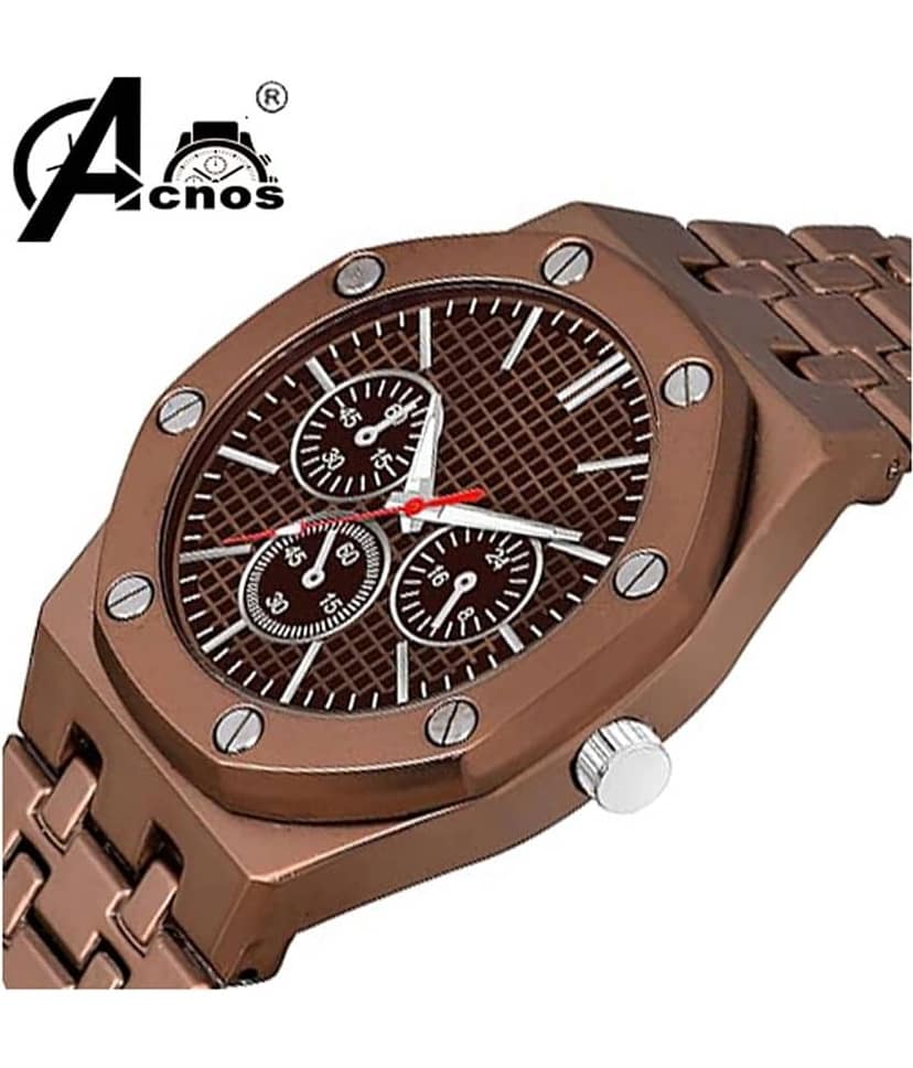 acnos Black Stainless Steel Analog Men's Watch