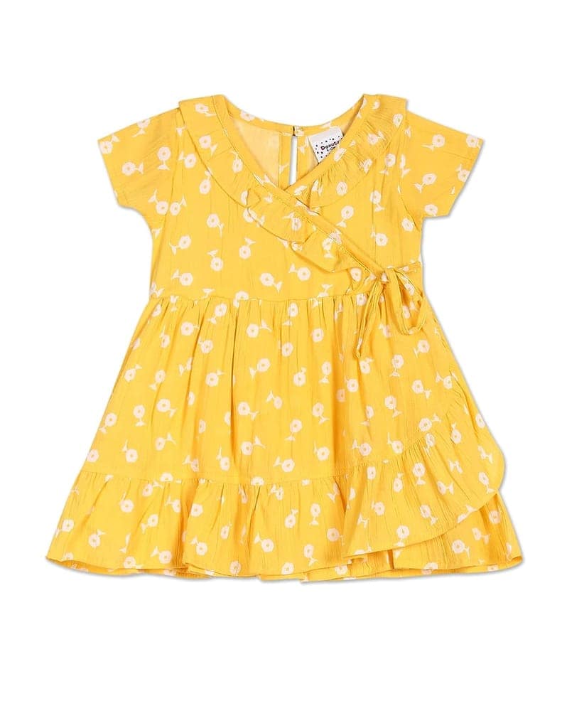 Baby-Girl's Cotton Blend Donuts Half Sleeve Regular Dress Knee-Length view 2