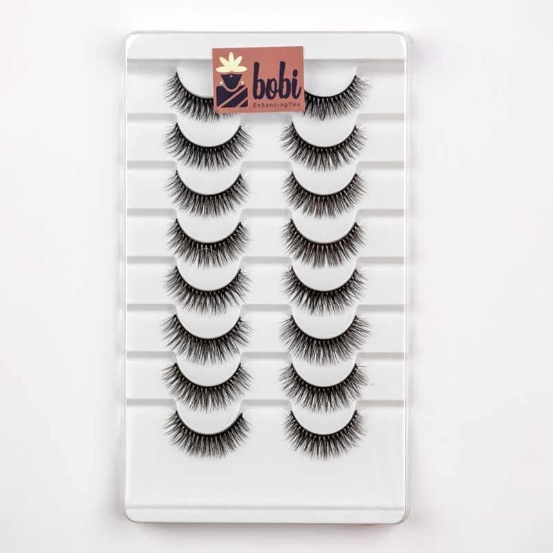 B.O.B.I Reusable Waterproof 10mm Synthetic- A 15 Hair Natural vivid and shiny Long 3D Volume Eyelashes - 8 Pair (A15)