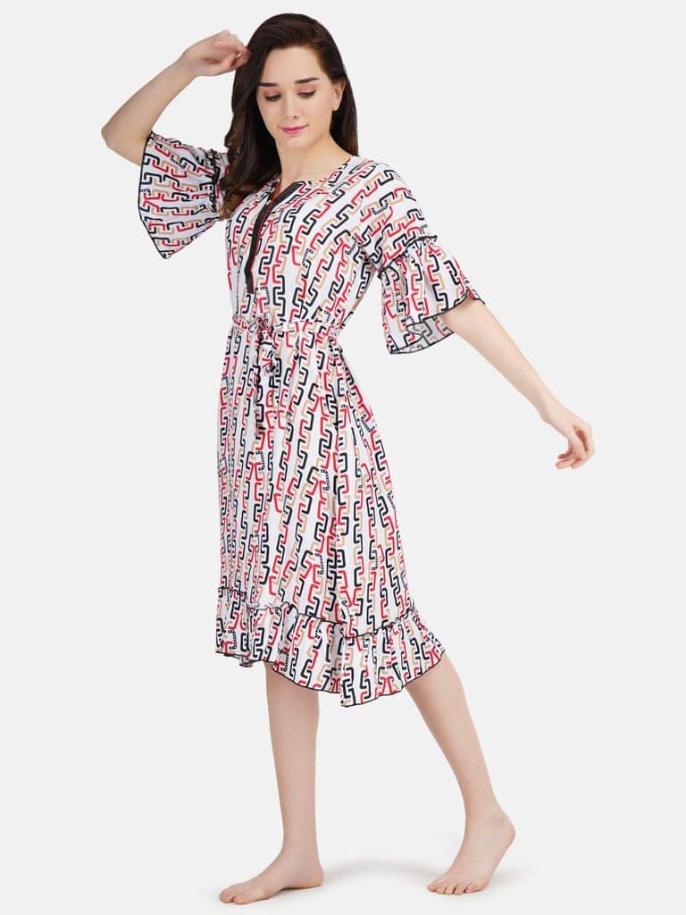KOI SLEEPWEAR Women Bell Sleeve Short Nighty Chain view 7