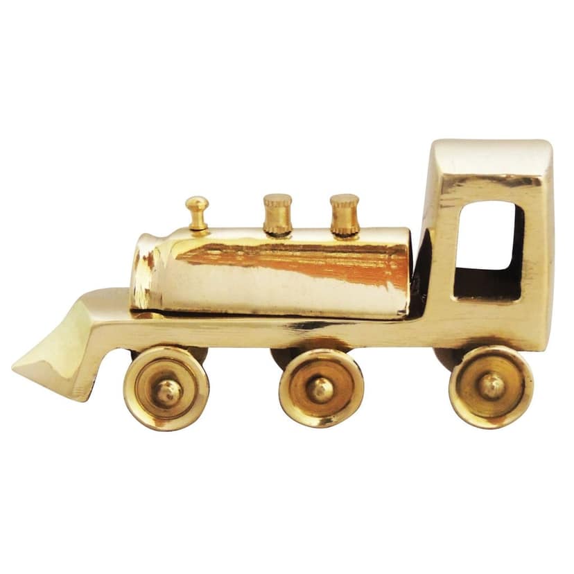 Brass Train Engine Miniature Toy | Antique Railway Showpiece, Height : 2.2 Inch (ZMAS253 A) view 2