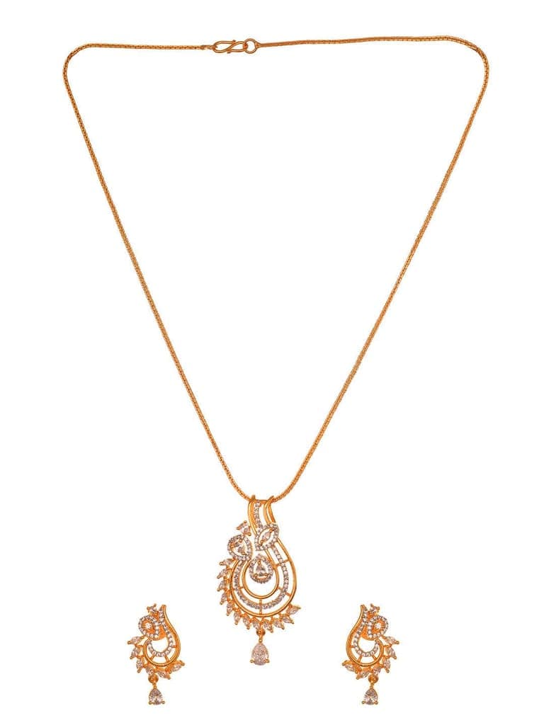 Gold Toned AD Studded Designer Locket Jewellery Set view 2