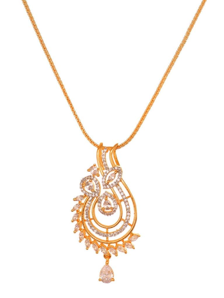 Gold Toned AD Studded Designer Locket Jewellery Set view 3