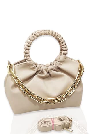 Magnifique Polyurethane ?Women's Hand/Sling/Side Bag/Purse? (Free Size_Beige)