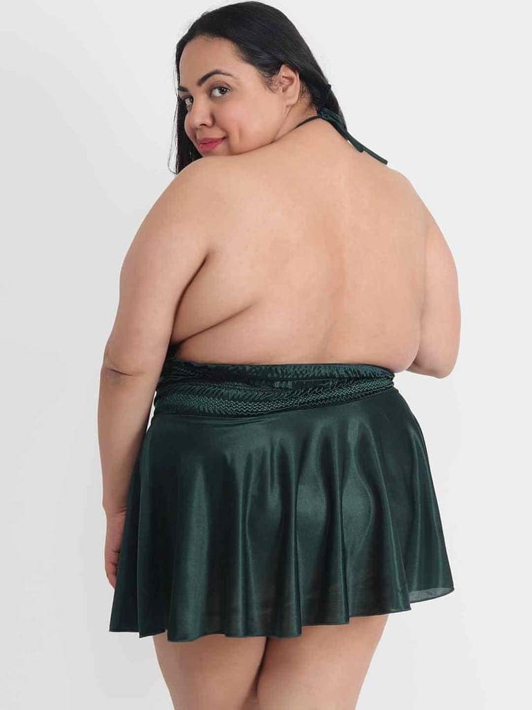 Plus Size Hot Short Green Bikini Dress for Honeymoon BB35Gb view 5