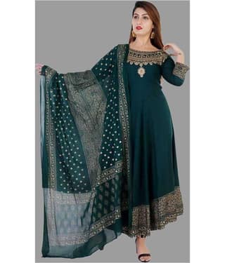 NUPITAL Rayon Printed Anarkali Women's Kurti - Blue ( Pack of 1 )