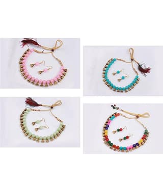 JFL - Jewellery For Less Multi Color Copper Necklace Set ( Pack of 4 )