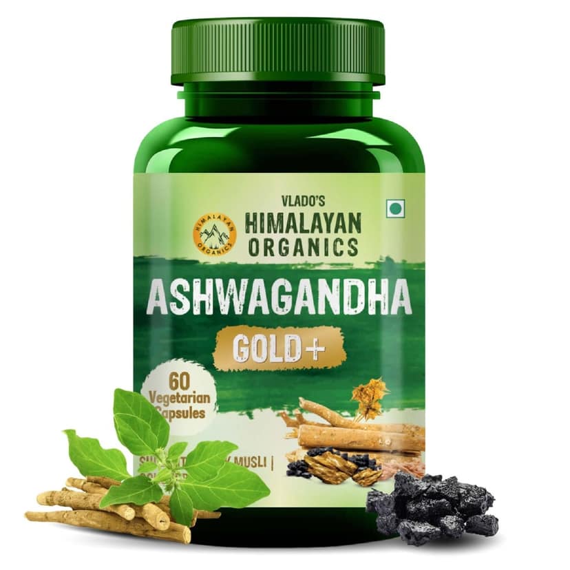 Vlado's Himalayan Organics Ashwagandha Gold | Supports Strength, Energy & Immunity | 60 Veg Capsules view 2