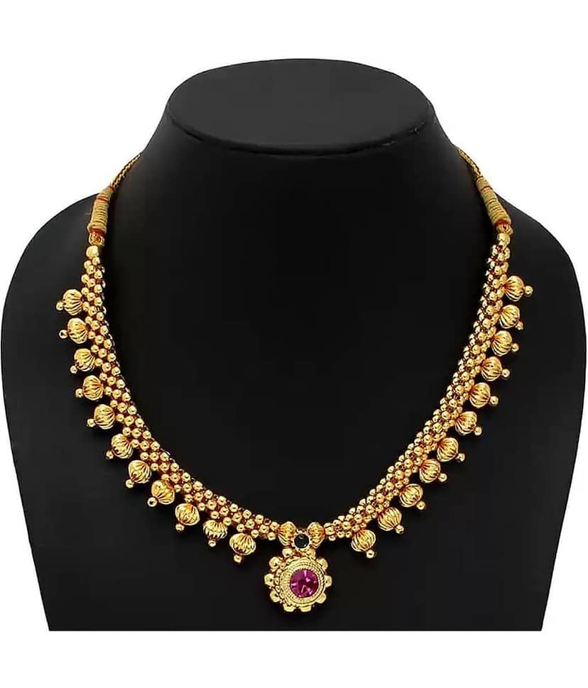 HEER COLLECTION - Gold Pearls Necklace ( Pack of 1 ) view 2