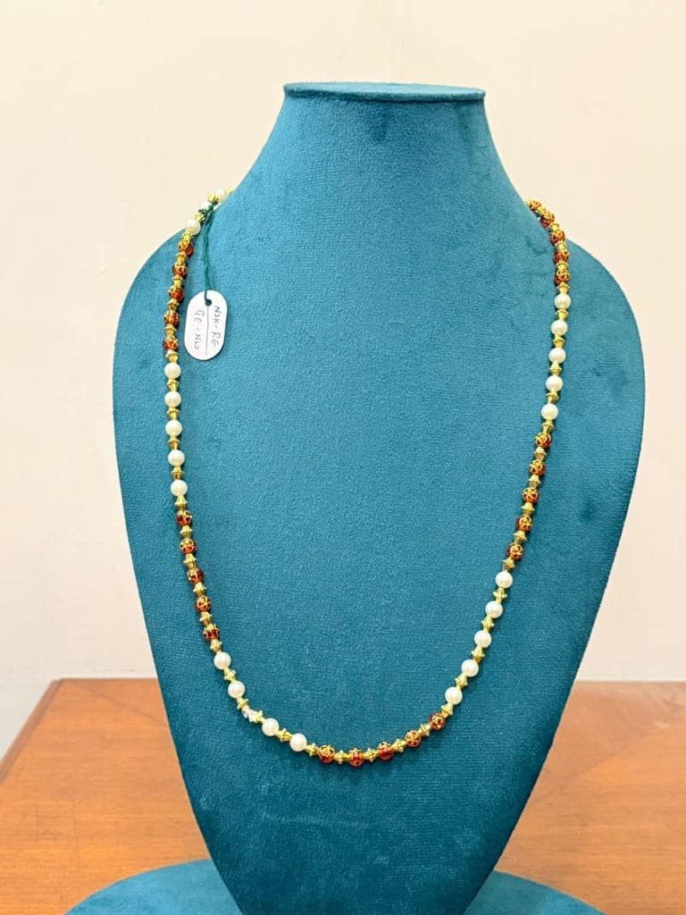premium long size groom wedding necklace crafted with traditional tricolor combination view 2