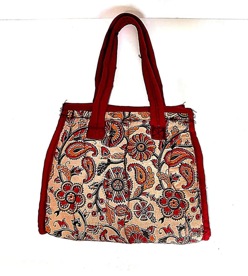 Red and White Floral kanankari hand bag view 4