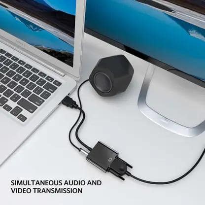 HDMI to VGA Adapter,1080P Converter with 3.5mm Audio Jack and USB Power Supply for HDMI Laptop, PC, PS4, Blue Ray Player, Raspberry Pi, Xbox to VGA Monitor, Projector view 6
