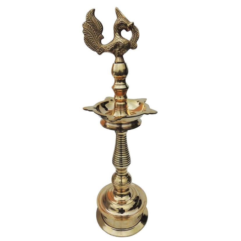 Brass Table Decor Oil Lamp, Deepak - Decorative Brass Deepak for Gift Use, Height : 19.5 Inch (FMAS122 G) view 2