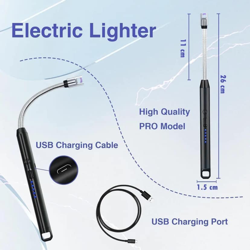 Pulseaura Multicolor USB Electric Arc Lighter 360 Flexible Neck Windproof Type-C Rechargeable
