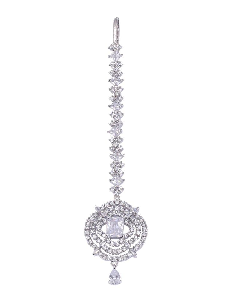 Solitaire Maang Tikka AD studded Silver plated for Women & Girls view 6