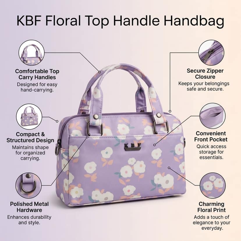Stylish Floral Pouch for Women - Compact, Washable & Functional view 4