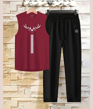 ENITOR Maroon Cotton Blend Relaxed Fit Men's Tracksuit ( Pack of 1 )