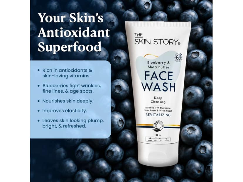 Blueberry, Shea Butter Face Wash, Moisturising & Anti Inflammatory, All Skin Types (100 ML) view 2