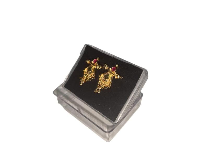 Gold Plated Marathi Style Tops Earrings with Ruby Stone for Women view 2
