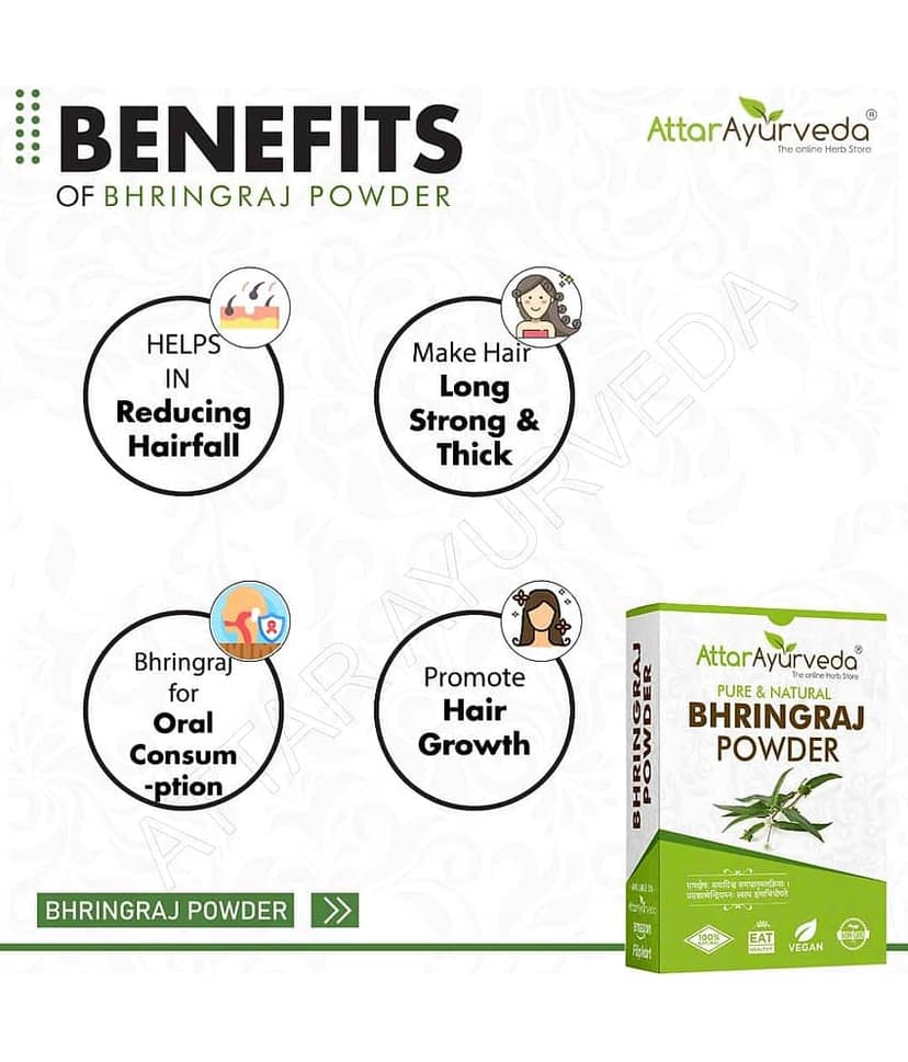 Attar Ayurveda Natural Bhringraj Powder for hair growth (100 Grams) view 2