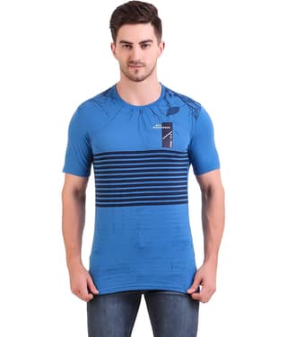 Bravezi Pack of 1 Cotton Blend Slim Fit Men's T-Shirt ( Blue )