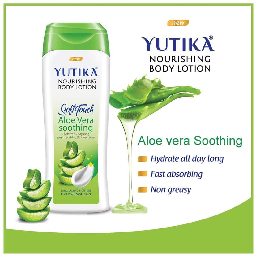 Yuthika Soft Touch Light Moisturizer Cream 100ml and Aloe Vera Body Lotion 300ml Combo Pack view 7