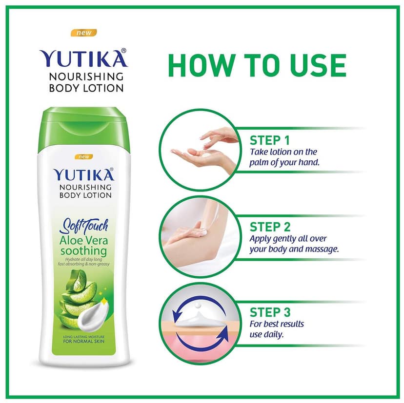 Yuthika Soft Touch Light Moisturizer Cream 100ml and Aloe Vera Body Lotion 300ml Combo Pack view 8
