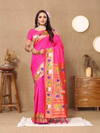Soft Paithani silk saree with Meenakari weaw...