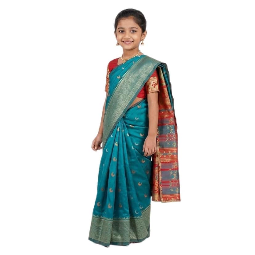 Kids Maharashtrian Saree - Traditional Nauwari for Girls, Festive Ethnic Wear