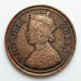 Big Half Anna 1875 Victoria, British India old Copper Coin Silver Heritage view 2