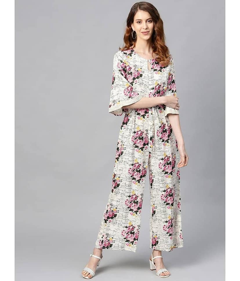 Juniper Off White Rayon Jumpsuit - Single view 2