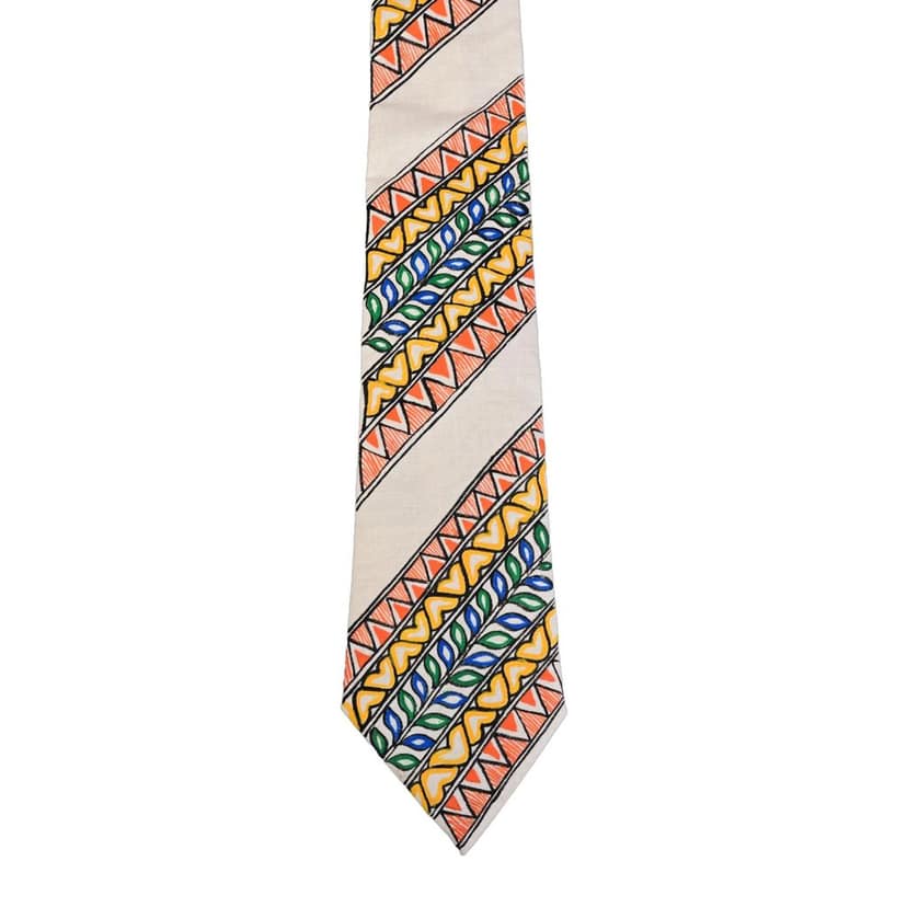 Pure Cotton Handmade madhubani Tie Multi Colour Elegance for Formal and Business Wear, Handcrafted, Handpainted SH (Size standard) view 3