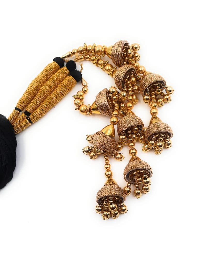 Jhumka Style Thread Punjabi Paranda/Patiala Shahi parandi Hangings Black Colour & Design (Golden Color) 1 piece view 8