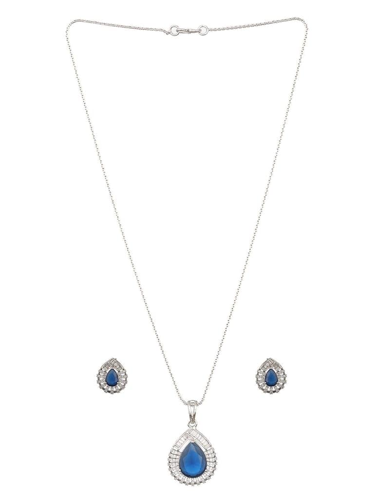 Silver Plated Blue Sapphire Tilak AD studded Pendant Locket Jewellery Set view 5