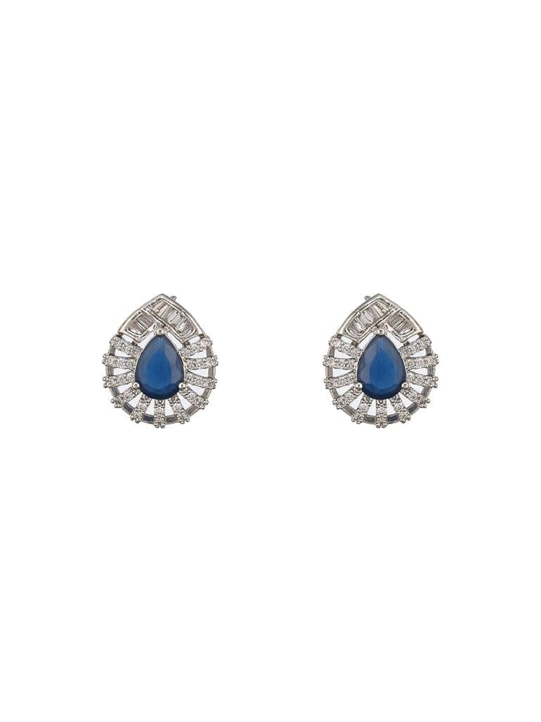 Silver Plated Blue Sapphire Tilak AD studded Pendant Locket Jewellery Set view 6