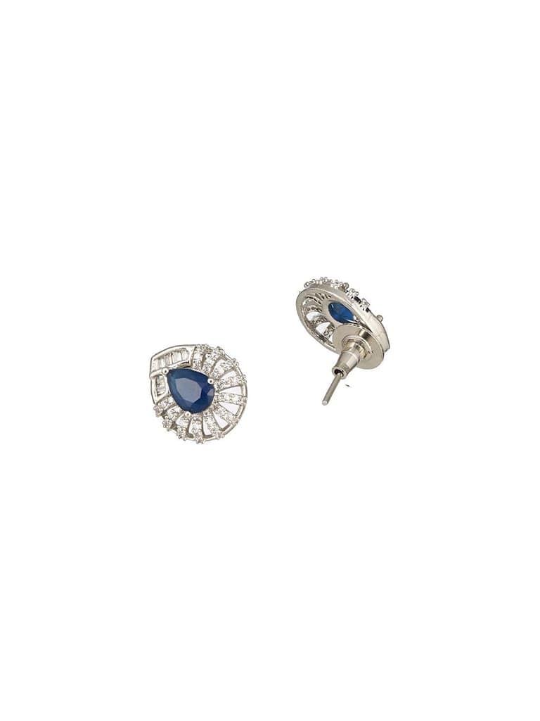 Silver Plated Blue Sapphire Tilak AD studded Pendant Locket Jewellery Set view 7