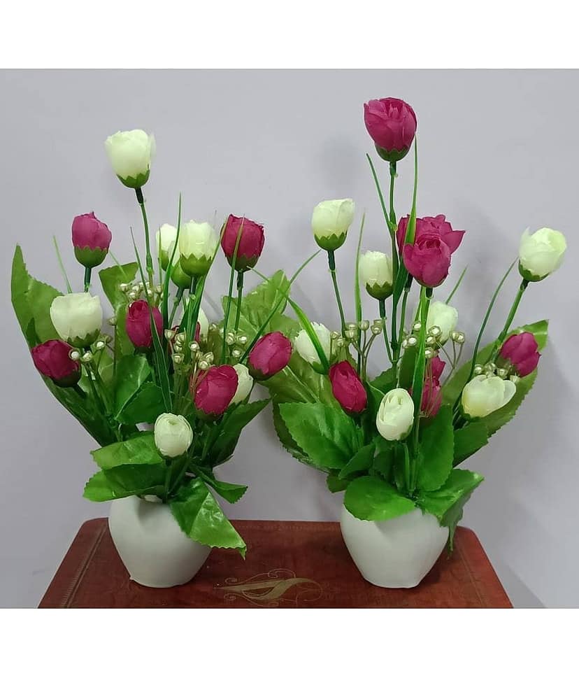 BAARIG - Purple Rose Artificial Flower ( Pack of 2 ) view 2