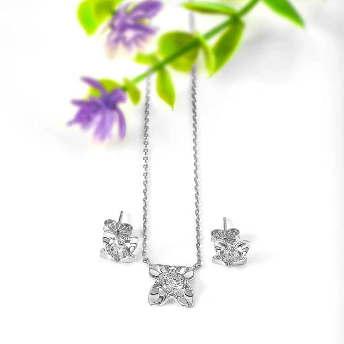 Silver Floral Pendant Set view 3