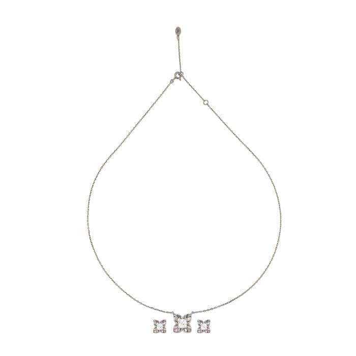 Silver Floral Pendant Set view 4