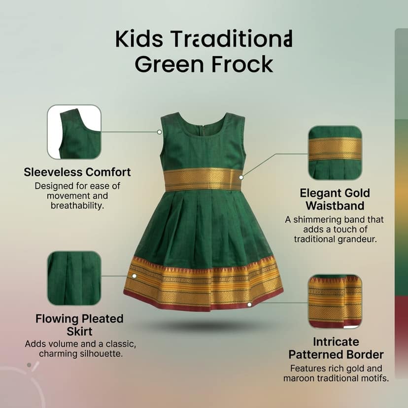 Mom and Me Baby Girls Summer Frock Dress (0–5 Years) | Soft Acrylic Cotton with Pure Cotton Lining | Sleeveless Round Neck | Lightweight & Breathable (in, Age, 5 Years, 6 Years, Regular, Green) view 4
