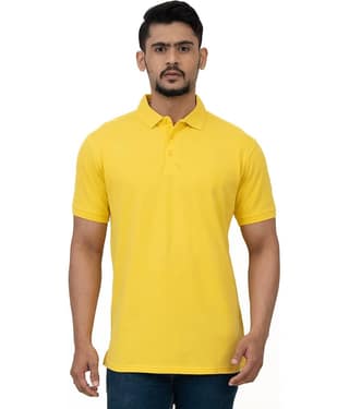 Cotstyle Pack of 1 Cotton Blend Regular Fit Solid Half Sleeves Men's Polo T Shirt ( Yellow )
